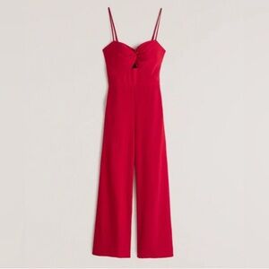 Abercrombie & Fitch Red Twist Front Cutout Jumpsuit Large